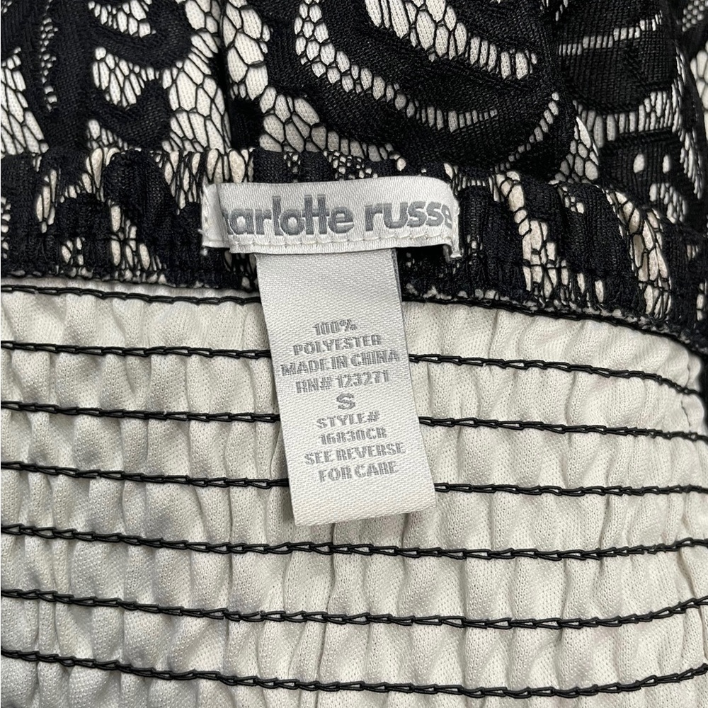 Charlotte Russe Sleeveless Strapless Mini Lace Cocktail Dress Black White Small - Picture 9 of 11
